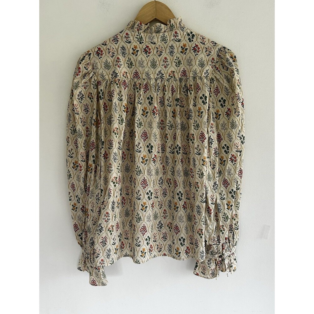 New Entro Garden Party Top Size Large Button Front Ruffle Collar Puff Sleeve - Picture 8 of 9